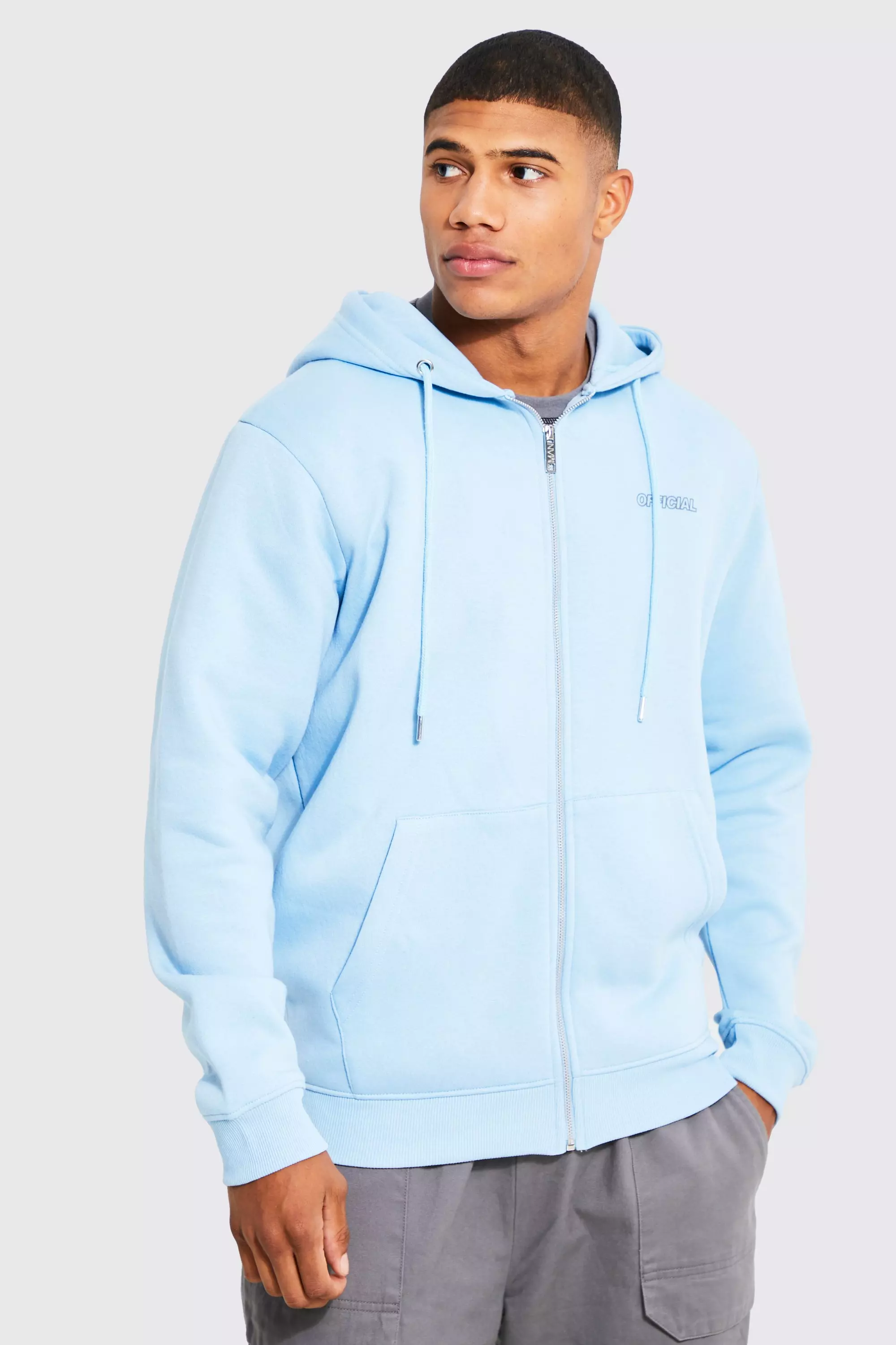Boohooman light blue hoodie cheap